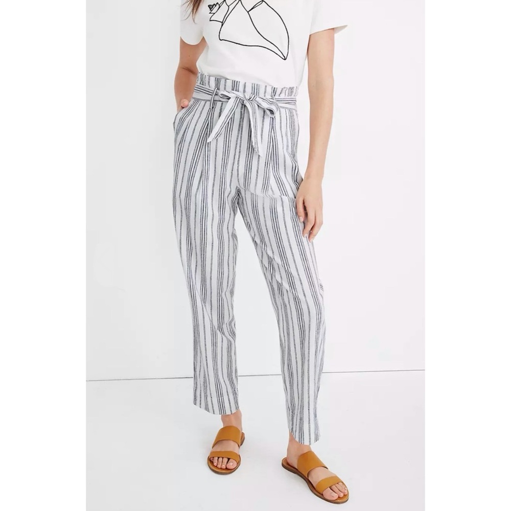 Madewell Linen Cotton Paperbag Striped Beach Pants